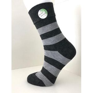 Boru Bamboo Sokken Streep Antraciet