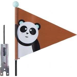 PexKids - Fietsvlag - Bruin - Panda Print