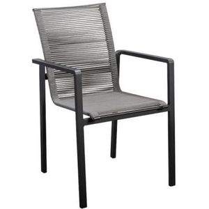 Yoi - Ishi stackable dining chair alu black/rope dark grey