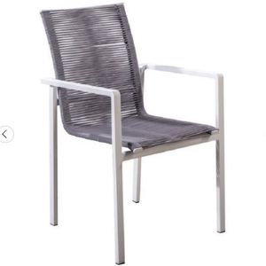 Ishi stackable dining chair alu white/rope light grey - Yoi
