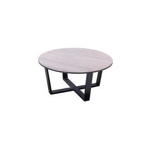 Teeburu coffee table 75x35cm. alu black/travertin - Yoi