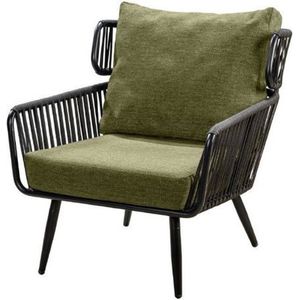 Yoi - Hana lounge chair alu black/rope black/emerald green