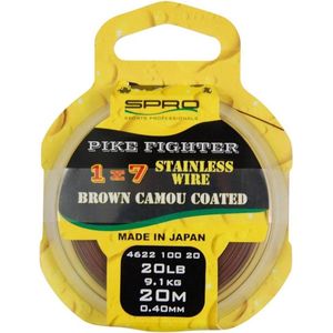Spro Pike Fighter 1x7 Stainless Wire Brown Camou Coated (20m) Maat : 20lb - 0.40mm - 9.1 kilo