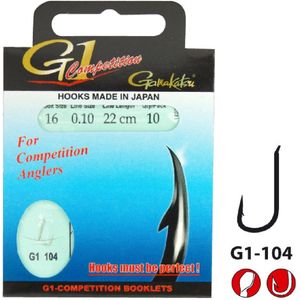 Gamakatsu Onderlijnen G1-Competition Haak G1-104 - 22cm (10 pcs) Maat : 22cm - haak 18 - 0.08mm