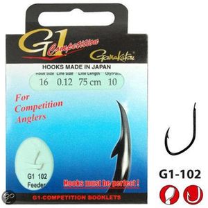 Gamakatsu Onderlijnen G1-Competition Feeder Haak G1-102 - 100cm (10 pcs) Maat : 100cm - haak 14 - 0.12mm