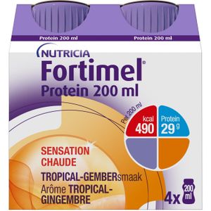 Fortimel Protein Sensations 2.4kcal | Tropical -Gembersmaak Voedingssupplement Ondervoeding 4x200 Flesjes