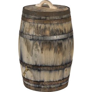 Regenton nieuw ""oud gemaakt"" 150 L. incl. kraan, los deksel, handvat en gat voor de vulautomaat aan de achterzijde / Houten Regenton / Old Look