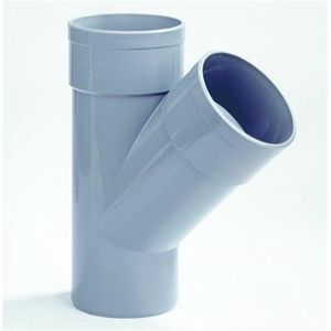 Dyka T-stuk met 2x lijmmof en 1x spie 45° PVC grijs keurmerk BRL52100 40mm