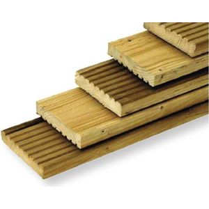 Geprofileerde Tuinplank Vuren Groen 1,9x14x240cm | Vlonderplanken