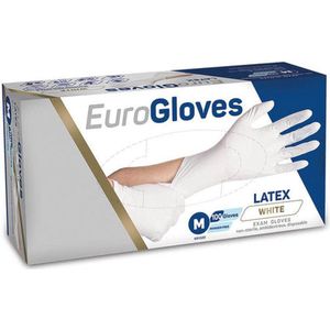 Eurogloves handschoenen latex poedervrij wit - XS 100 stuks