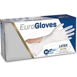 EuroGloves Handschoen Latex, ongepoederd maat M, Wit 100stuks