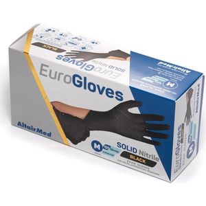 Eurogloves - Solid Nitrile - Disposable Handschoenen - Zwart - 100 Stuks