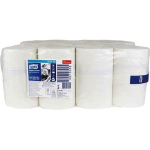 Voordeelverpakking 3 X Tork Wiping Mini Centerfeed Poetspapier Advanced, 1-laags, wit M1, 120mtr/21,5cm, 11 rol (100130)