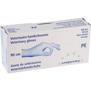 Voordeelverpakking 4 X Eurogloves PE veterinair 90cm oranje - One-size 100 stuks