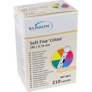 Voordeelverpakking 2 X Klinion diabetes Soft Fine Colour Lancetten 28G, 210 stuks