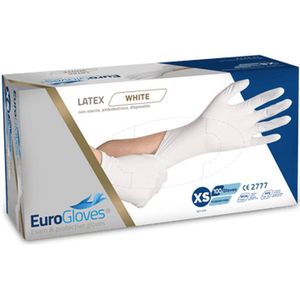 Eurogloves handschoenen - latex - wit - X-Small - poedervrij- 10 x 100 stuks voordeelverpakking