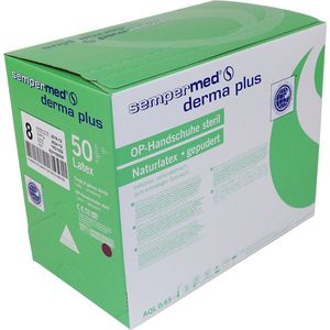 Sempermed Derma+ latex gepoedered, steriel, mt 8.0, 50 paar