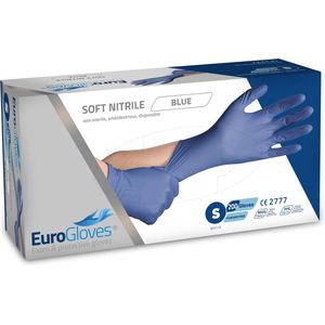 Voordeelverpakking handschoenen 2 x Eurogloves soft-nitrile poedervrij blauw - Small 200 stuks