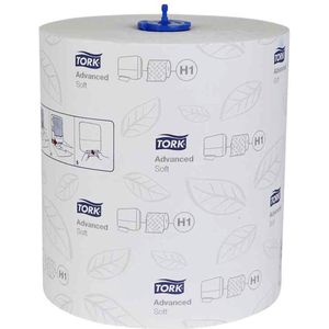 Voordeelverpakking 2 X Tork Wiping Centerfeed Poetspapier Advanced, 1-laags, wit M2, 275mtr/24,5cm, 6 rol (100134)
