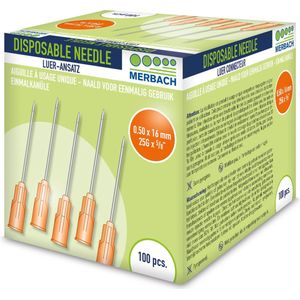 Voordeelverpakking 3 X Merbach Injectienaalden 25 G x 5/8 - 16mm oranje 100 stuks