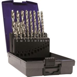 Ivana metaalborenset [19-delig] - HSS - DIN 338 - silverline - 1 t/m 10/0,5 mm oplopend - in cassette