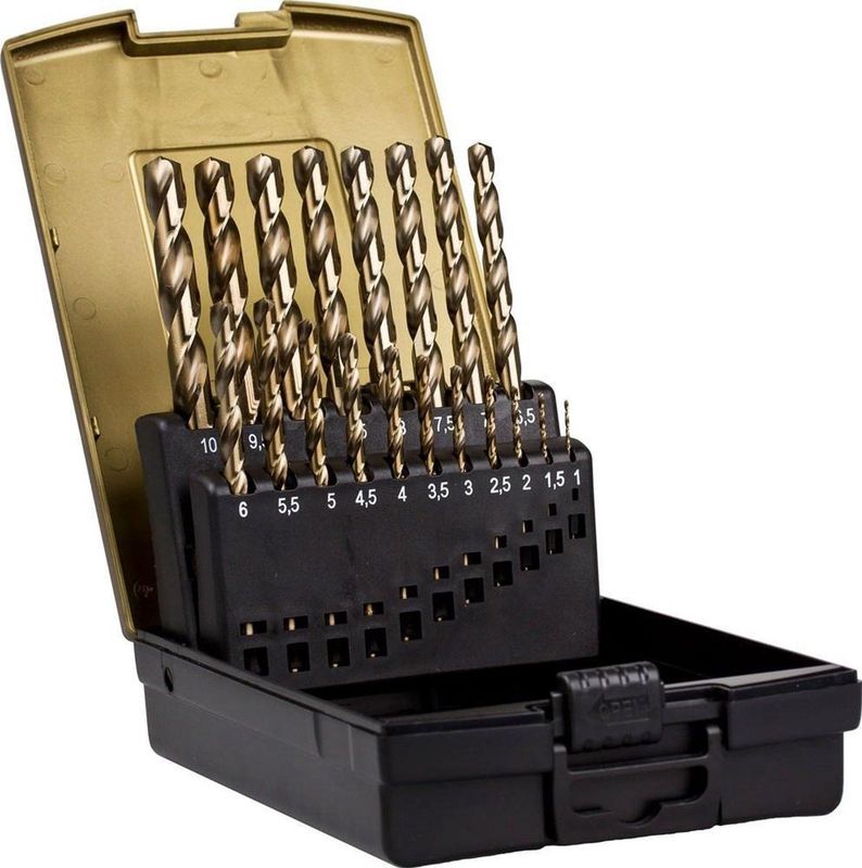 Ivana - Metalen Boor Set - 19-delig - Cobalt - Gold Finish - In Cassette