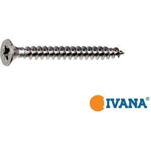 Ivana Spaanplaatschroef RVS Platkop PZ-1 3.0x20 200 Stuks