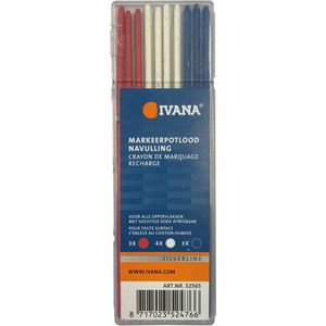 Ivana markeerpotlood navulling - wit [4st] - blauw [3st] - rood [3st]