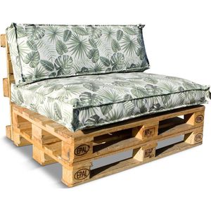 In The Mood Collection Palletkussens - L120 x B80/40 cm x H12 cm - Palmbladeren - Groen