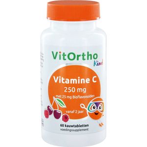 Vitortho Vitamine C 250 mg met 25 mg bioflavonoiden (kind) 60 kauwtabletten