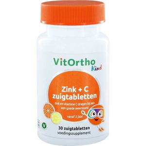 Vitortho Zink + C kind zuigtabletten 30 zuigtabletten