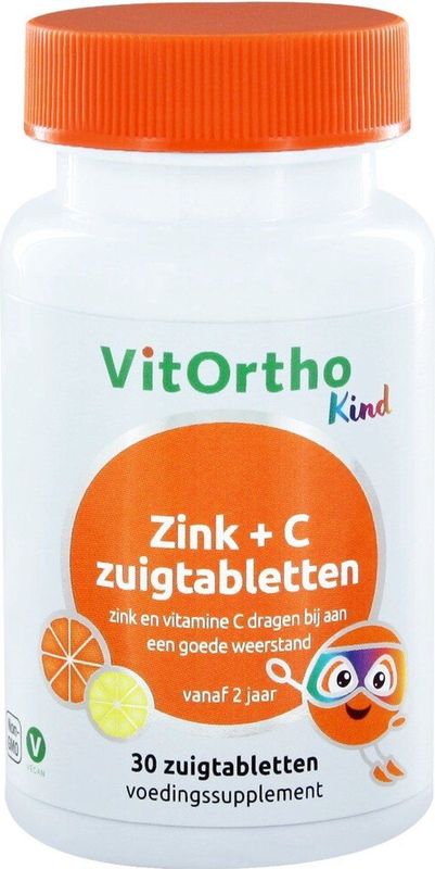 Vitortho Zink + C kind zuigtabletten 30 zuigtabletten