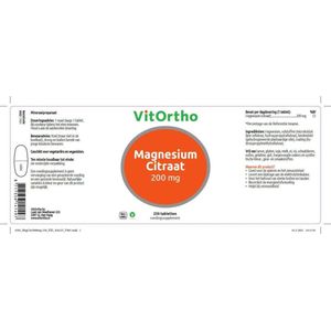 VitOrtho Magnesium citraat 200 mg (250tb)
