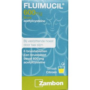 Fluimucil Hoest 600mg - 1 x 6 bruistabletten