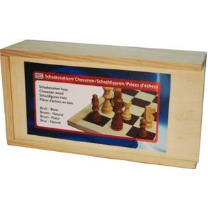 Schaakstukken - Blank/Bruin - Hout - Staunton Maat 3 in Kist