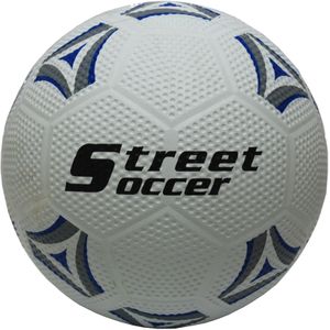 Voetbal Rubber-Straat wit/blauw-zw.Mt.5