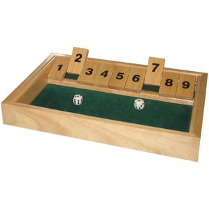 Hot games Shut the box groot 9 cijfers 34x24x3cm hout