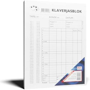 HOT Games Klaverjas Scorebloc - 100 vellen, A5 formaat - Geschikt voor Nederlands Klaverjassen