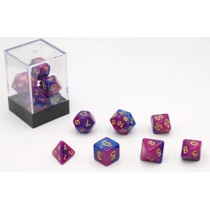 HOT Games Dobbelstenen Roze/Blauw7 set Brick.