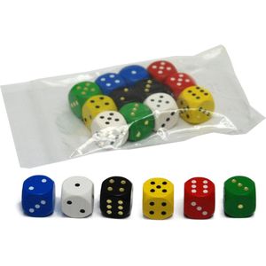HOT Games Gekleurde Houten Dobbelstenen - 16mm (12 stuks) - Geschikt voor alle leeftijden en 2 spelers per kleur - Geproduceerd in Duitsland
