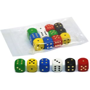 HOT Games Gekleurde Houten Dobbelstenen - 20mm (12 stuks) | Geschikt voor alle leeftijden en 2 spelers