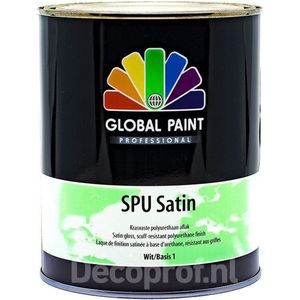 Global Paint SPU Satin | Wit | 2,5L | Zijdeglans | Krasvast | Aflak voor Buiten | Lak Verf | Klusverf