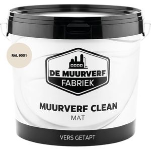 MUURVERF CLEAN | RAL 9001 | 10 liter | Muurverf wit voor binnen | Reinigbaar | DE MUURVERFFABRIEK