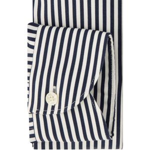 John Miller - Overhemd - Donkerblauw Gestreept - Katoen - Tailored Fit
