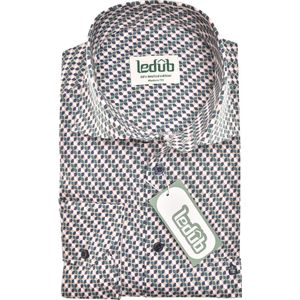 Ledub modern fit overhemd, popeline, middengroen dessin