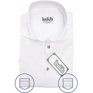 Ledub modern fit overhemd, korte mouw, structuur, wit