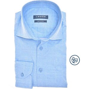 Ledub - Herenoverhemd - Lichtblauw - Katoen - Normale Fit