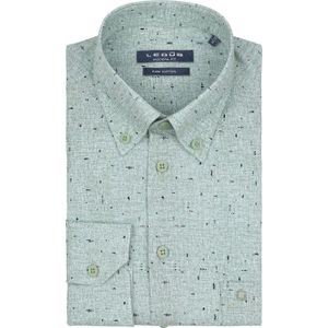 Ledub Overhemd Print Groen Borstzak - Maat 41 - Heren - Overhemden Formeel