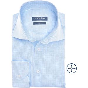 Ledub - Blauw Fantasie - Overhemd - Lichtblauw met Wit Mini Dessin - Strijkvriendelijk