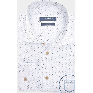 Ledub - Modern Fit Overhemd - Blauw - 100% Katoen - Borstzak